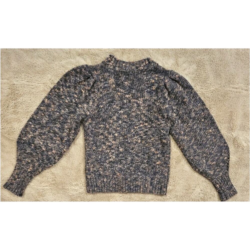 Madewell Pleat/Puff Shoulder Pullover Sweater, Marled Indigo, Sz XS